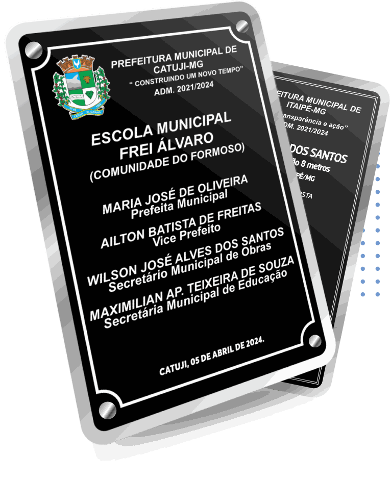 Placas de homenagem em metal